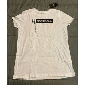 Under Armour Women's Softball Bar Short Sleeve Shirt White Size M NWT